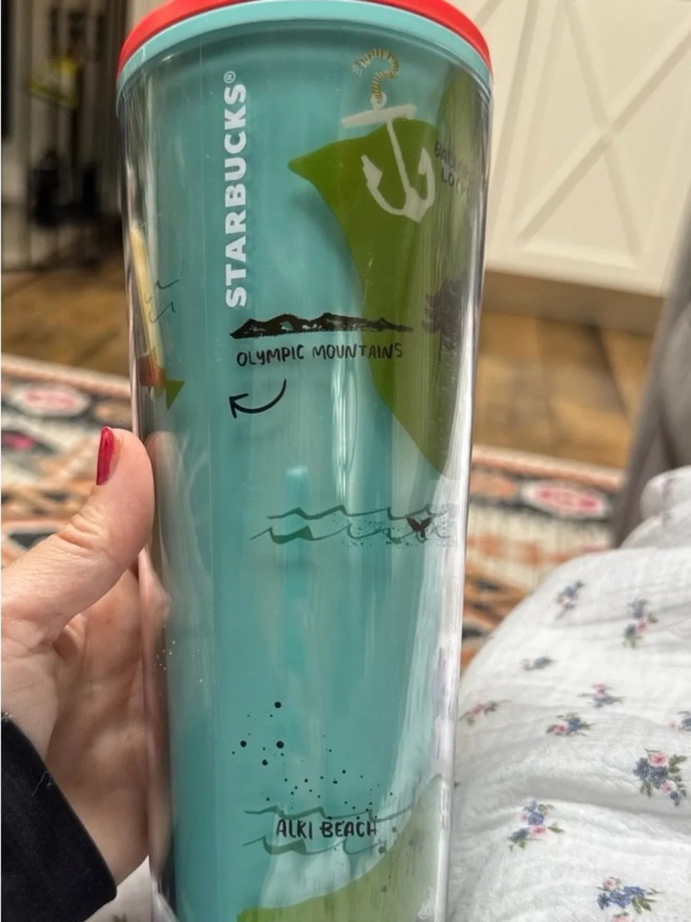 Starbucks: Seattle Double-Wall Travel Tumbler with Straw - Green/Red